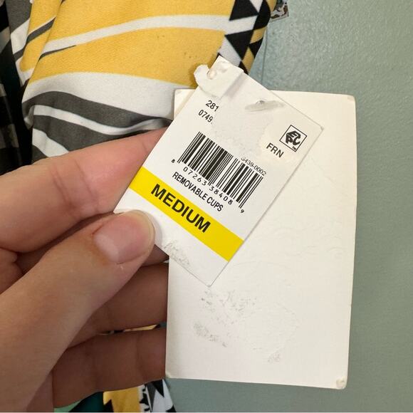 Becca Handkerchief Surplice Padded Tie Waist Wrap One-Piece Swimsuit Green M NWT - Picture 7 of 14